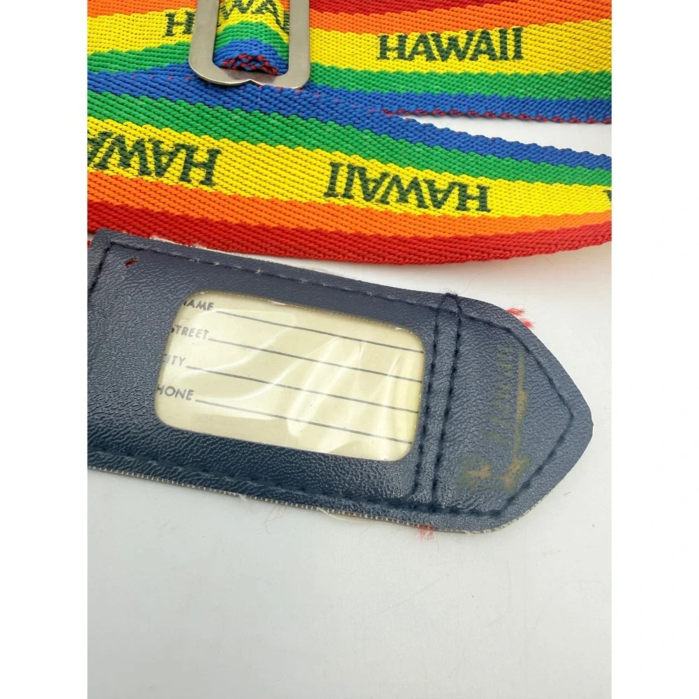 Vintage Hawaii Rainbow Luggage Strap Adjustable Travel Bag ID Tag Belt Retro